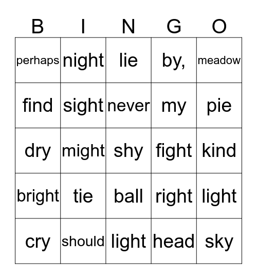 The Kite  Bingo Card
