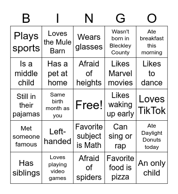 Human Bingo Card