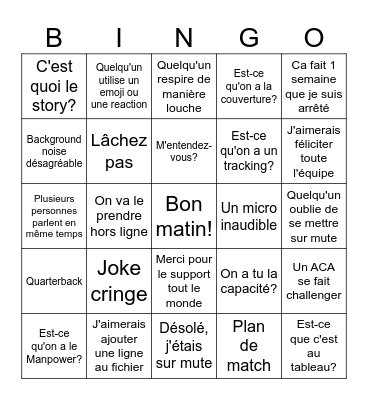Week End Commit Bingo Card