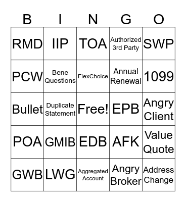 MLI Sit-With BINGO Card