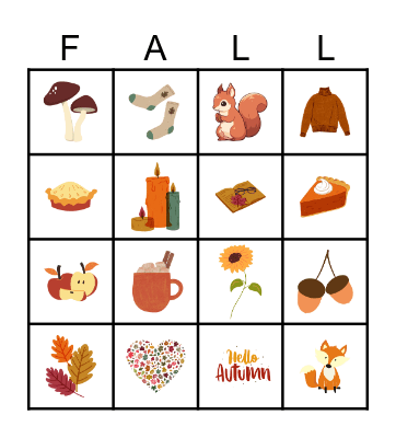 Autumn Picture Bingo Card