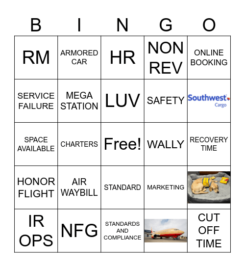 Cargo and Charters Bingo Card