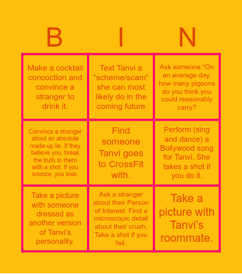Tanvi's Personality Bingo - 2 Bingo Card
