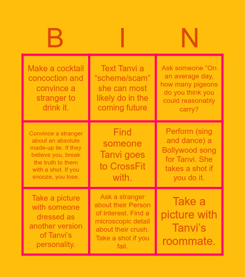 Tanvi's Personality Bingo - 2 Bingo Card