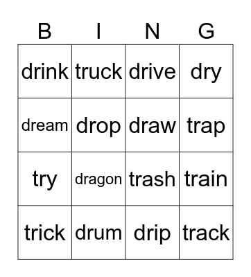 TR DR BINGO Card