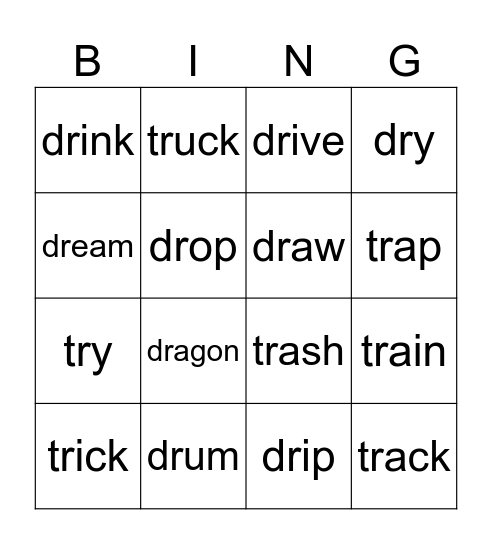 TR DR BINGO Card