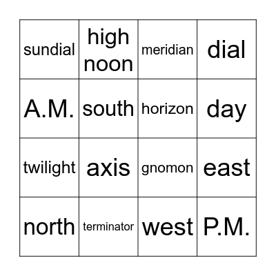 Chapter 1 Vocabulary Bingo Card