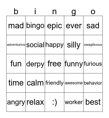 social Bingo Card