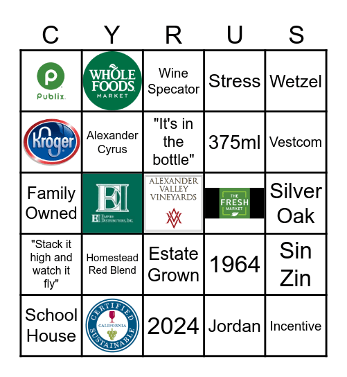 SUPPLIER BINGO by AVV Bingo Card