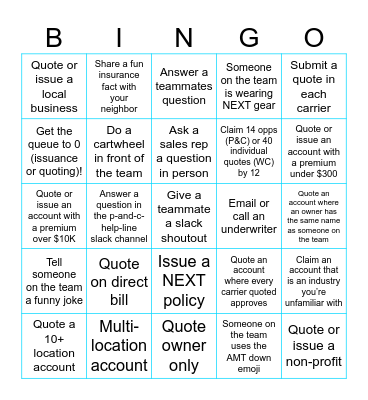 Customer Service Week Bingo Card