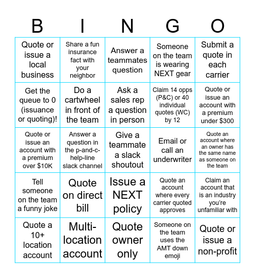 Customer Service Week Bingo Card