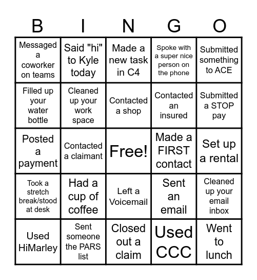 ECT Bingo! Bingo Card