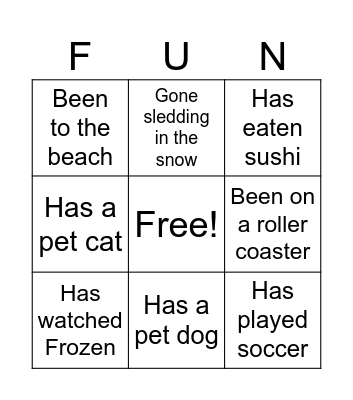 SMM Pizza Night Kids Bingo Card