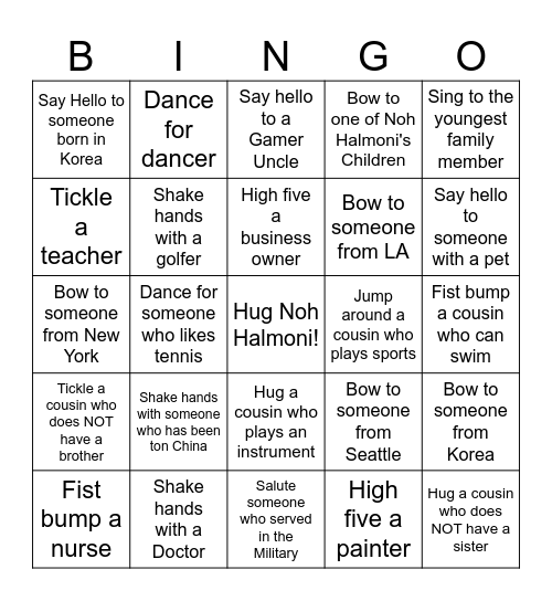 100th Birthday Family Bingo Card