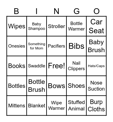 Baby Shower Gift Bingo Card