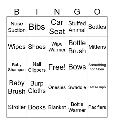Baby Shower Gift Bingo Card