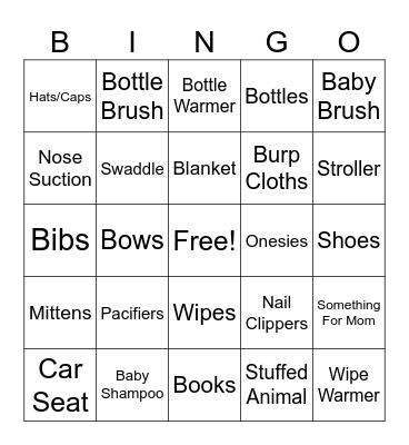 Baby Shower Bingo Card