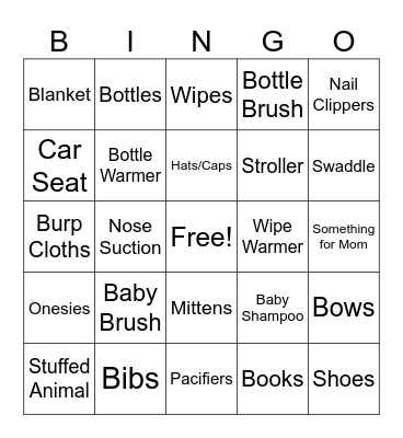 Baby Shower Gift Bingo Card