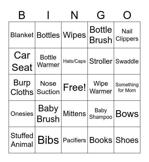 Baby Shower Gift Bingo Card