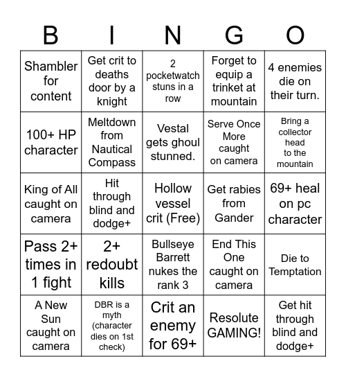 Randy Content Bingo Card