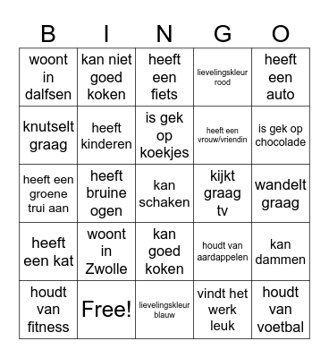Kennismaking Bingo Card