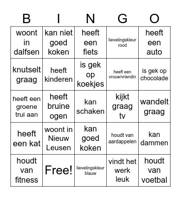 Kennismaking Bingo Card