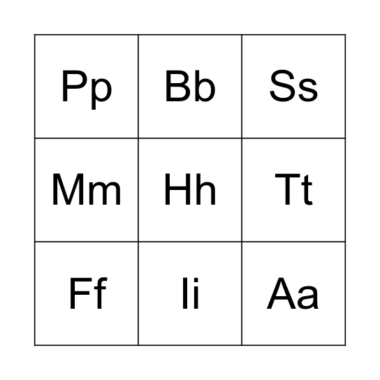 Beginning Sound Bingo Card