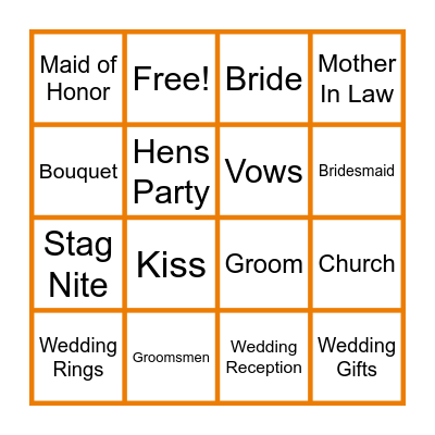 We're Getting Hitched! Bingo Card