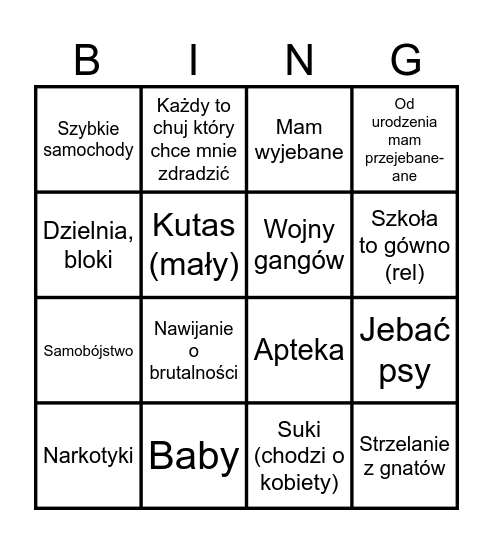 Bingo o rapie Bingo Card