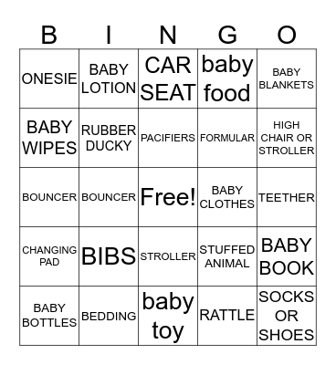 Marisa's BABY BINGO Card