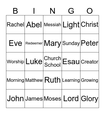 CHURCH SCHOOL Bingo Card