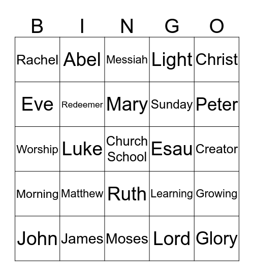CHURCH SCHOOL Bingo Card