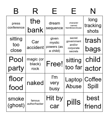 Fateful Findings Bingo Card