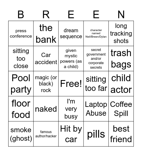 Fateful Findings Bingo Card