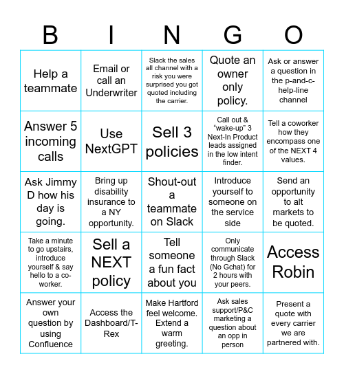 Customer Service Week Bingo Card