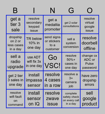 ADT VSC BINGO Card