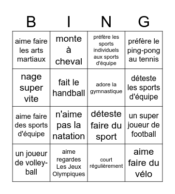 Trouvez quelqu'un qui... Bingo Card