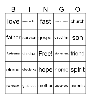 General Conference Bingo Card