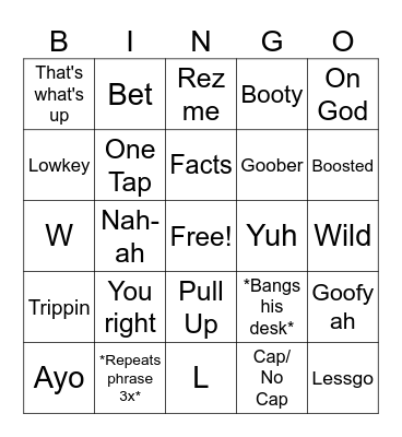 Jonathan Valorant Bingo Card
