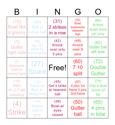 BOWLING Bingo Card