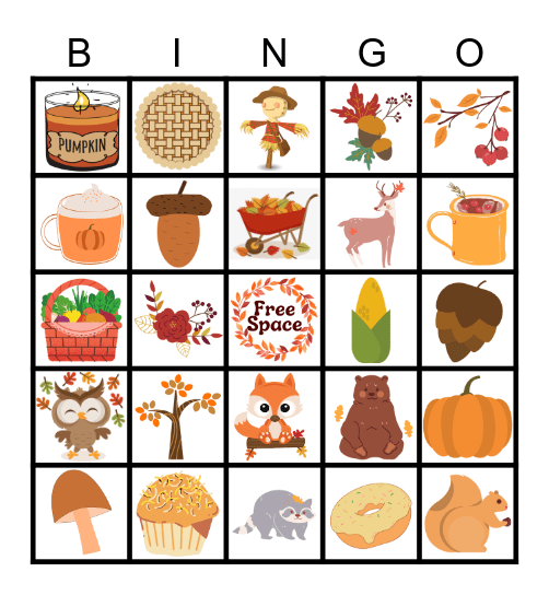 Fall Items Bingo Card