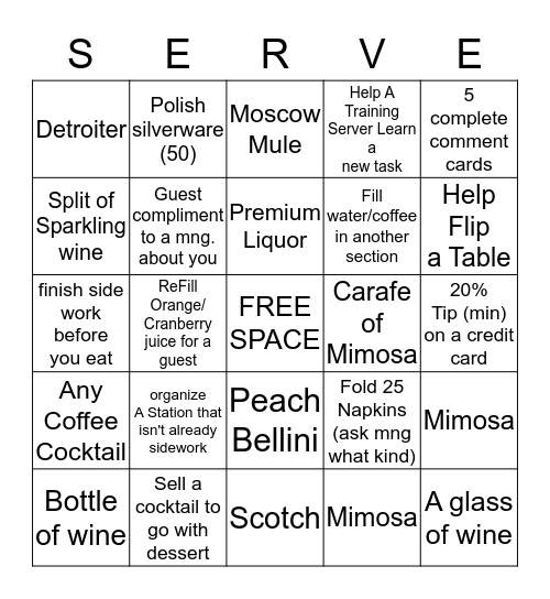 Brunch Bingo Card