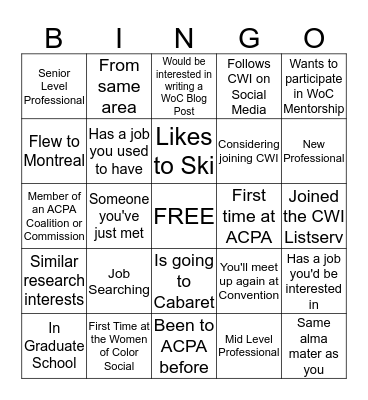 Women of Color BINGO Card