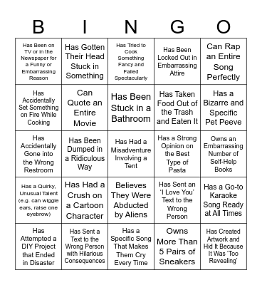 Human Bingo (by ChatGPT) Bingo Card
