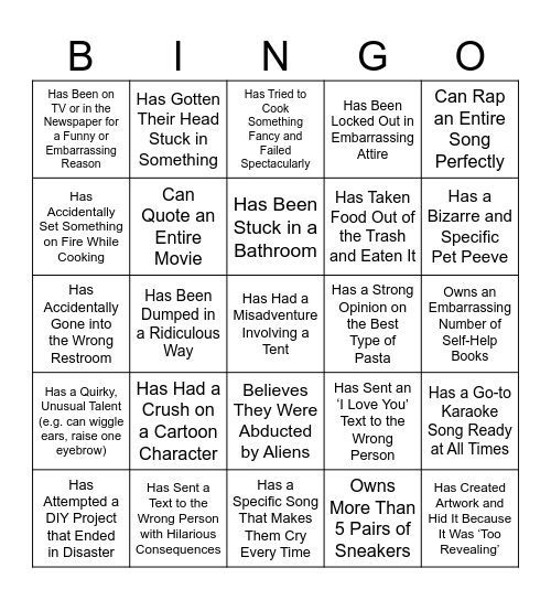 Human Bingo (by ChatGPT) Bingo Card