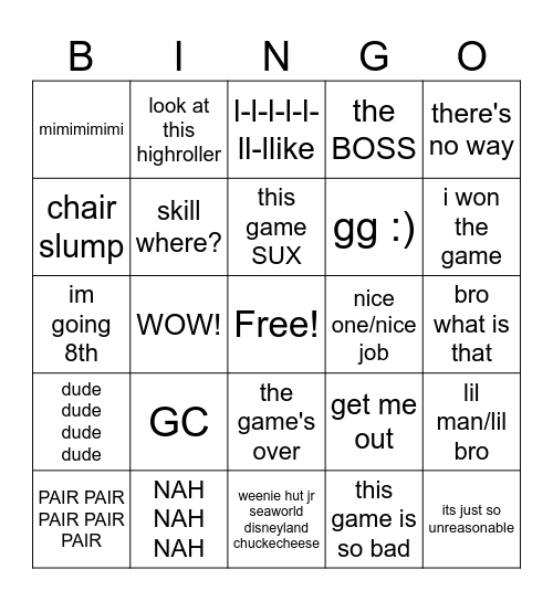 TFT BINGO Card