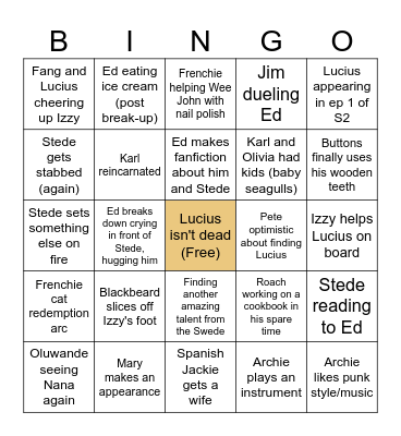 OFMD S2 Bingo Card
