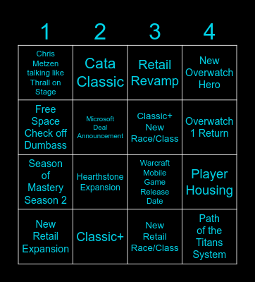 Blizzcon 2023 Bingo Card