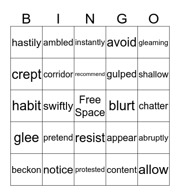 The Chocolate Touch Bingo Card