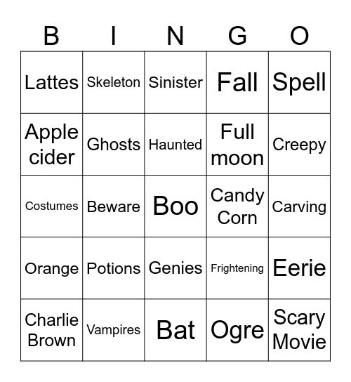 Halloween@Home! Bingo Card